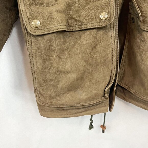 Timberland Weatherproof Calf Skin Leather Heavy Jacket Brown Distressed MEDIUM - Picture 5 of 10